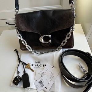 Coach Loved Leather Chain Tabby Handbag- Black/Brown